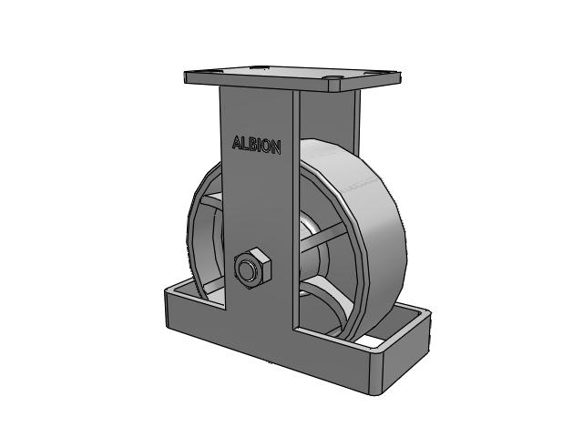 410 Series Top Plate Rigid Caster with 8 x 3 Grey Enamel CA - Cast Iron Wheel
