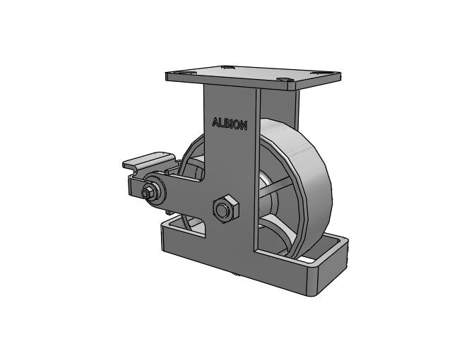 410 Series Top Plate Rigid Caster with 8 x 3 Grey Enamel CA - Cast Iron Wheel and Poly Cam Brake