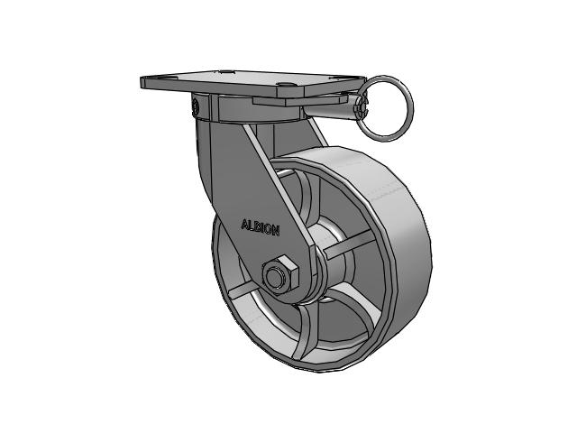 410 Series Top Plate Swivel Caster with 8 x 3 Grey Enamel CA - Cast Iron Wheel