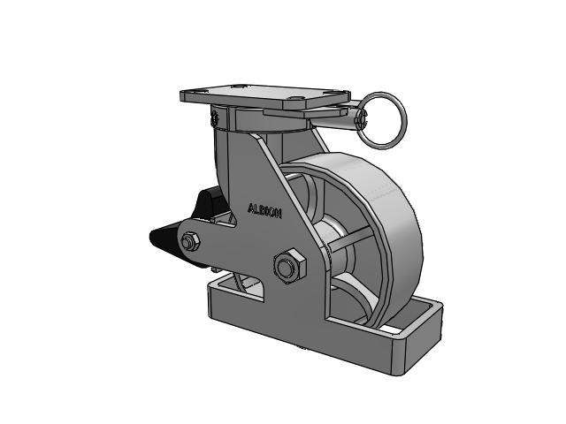 410 Series Top Plate Swivel Caster with 8 x 3 Grey Enamel CA - Cast Iron Wheel and Poly Lock Integrated Brake