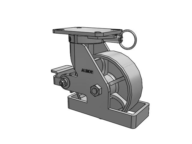 410 Series Top Plate Swivel Caster with 8 x 3 Grey Enamel CA - Cast Iron Wheel and Poly Cam Brake