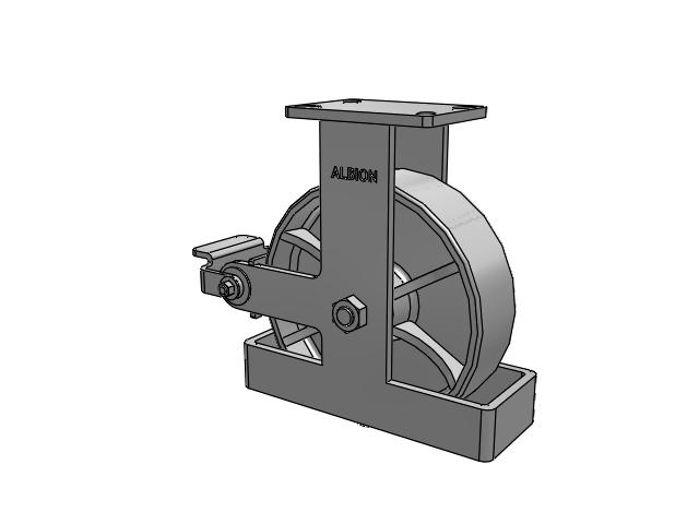 410 Series Top Plate Rigid Caster with 10 x 3 Grey Enamel CA - Cast Iron Wheel and Poly Cam Brake