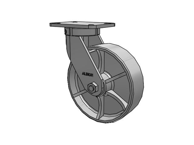 410 Series Top Plate Swivel Caster with 10 x 3 Grey Enamel CA - Cast Iron Wheel