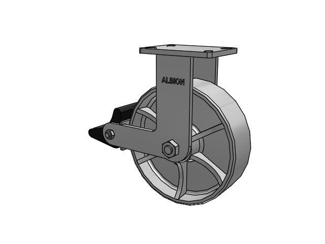 Roulette rigide à plaque supérieure de la série 410 avec roue émaillée grise 10 x 3 CA – Roue en fonte et frein intégré Poly Lock