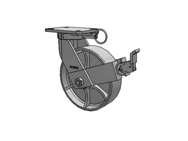 410 Series Top Plate Swivel Caster with 10 x 3 Grey Enamel CA - Cast Iron Wheel and Face Brake