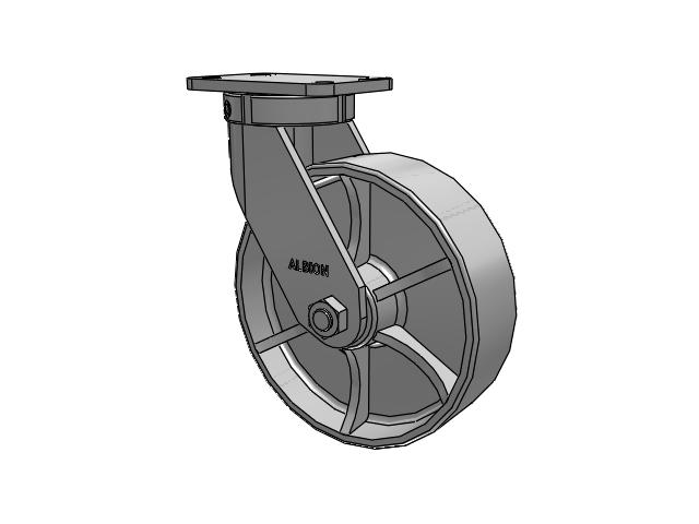410 Series Top Plate Swivel Caster with 10 x 3 Grey Enamel CA - Cast Iron Wheel