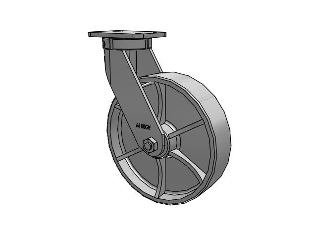 410 Series Top Plate Swivel Caster with 12 x 3 Grey Enamel CA - Cast Iron Wheel