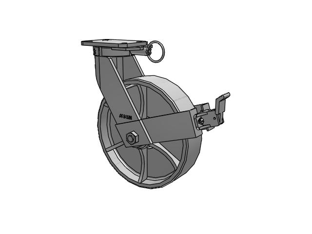 410 Series Top Plate Swivel Caster with 12 x 3 Grey Enamel CA - Cast Iron Wheel and Face Brake