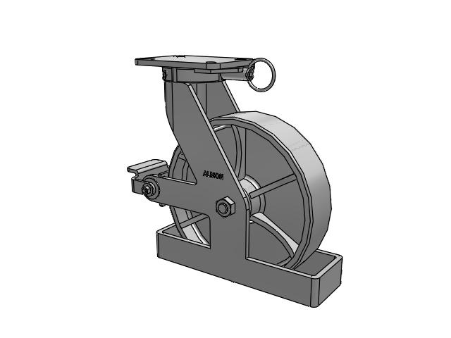 410 Series Top Plate Swivel Caster with 12 x 3 Grey Enamel CA - Cast Iron Wheel and Poly Cam Brake
