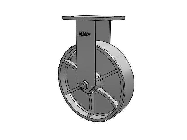 410 Series Top Plate Rigid Caster with 12 x 3 Grey Enamel CA - Cast Iron Wheel