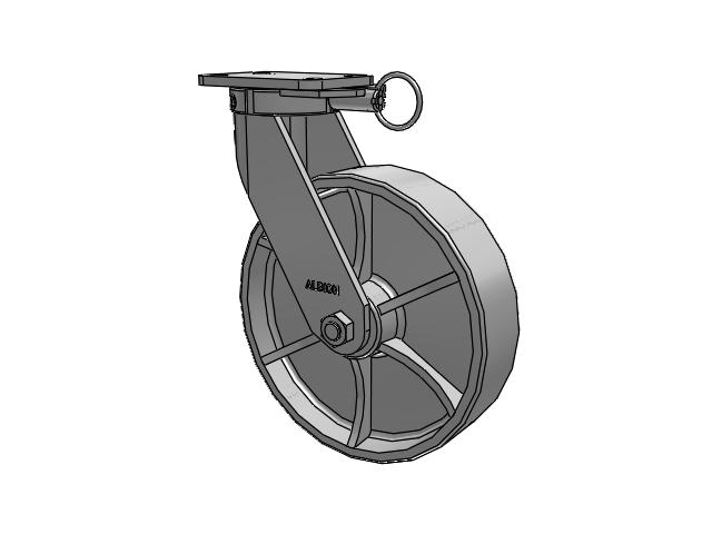 410 Series Top Plate Swivel Caster with 12 x 3 Grey Enamel CA - Cast Iron Wheel