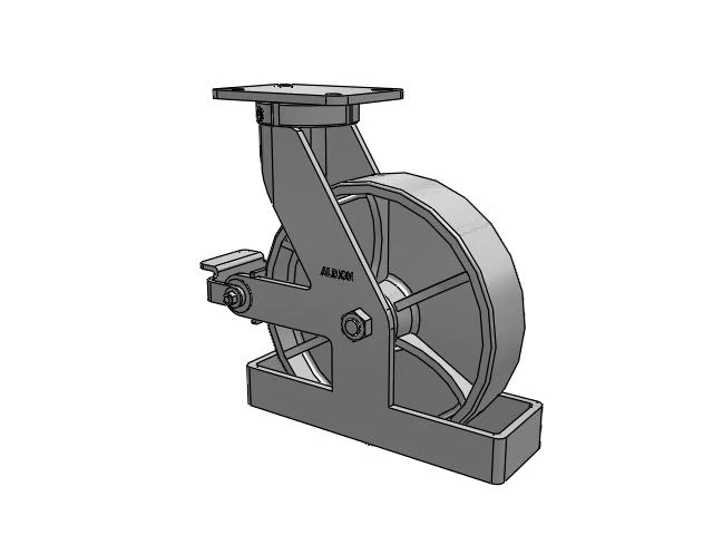 410 Series Top Plate Swivel Caster with 12 x 3 Grey Enamel CA - Cast Iron Wheel and Poly Cam Brake