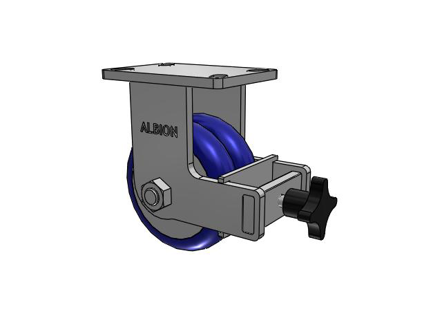 410 Series Top Plate Rigid Caster with 6 x 3 Blue Tread on Aluminum Core EY - Swivel-EAZ (Crown) Wheel and Face Brake