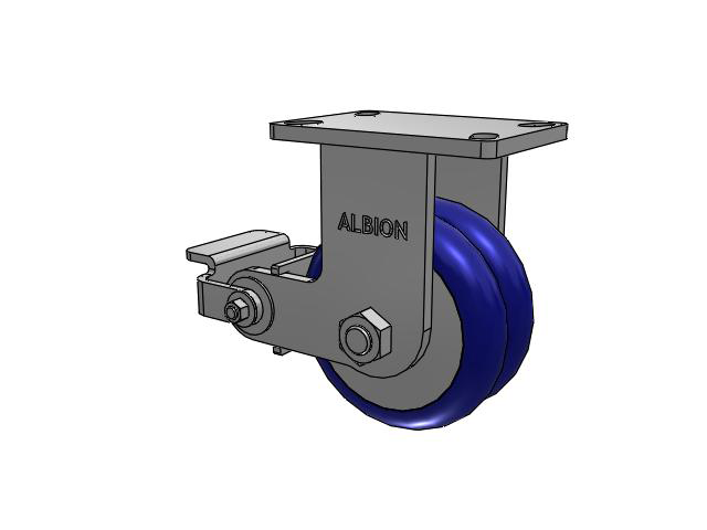 410 Series Top Plate Rigid Caster with 6 x 3 Blue Tread on Aluminum Core EY - Swivel-EAZ (Crown) Wheel and Poly Cam Brake