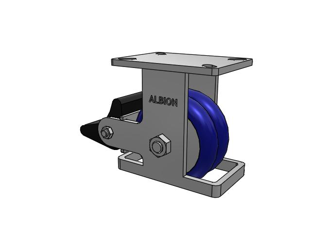 410 Series Top Plate Rigid Caster with 6 x 3 Blue Tread on Aluminum Core EY - Swivel-EAZ (Crown) Wheel and Poly Lock Integrated Brake
