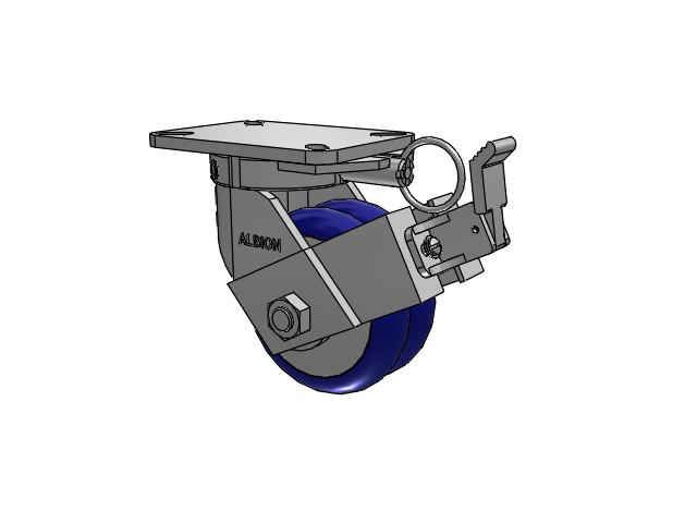 410 Series Top Plate Swivel Caster with 6 x 3 Blue Tread on Aluminum Core EY - Swivel-EAZ (Crown) Wheel and Face Brake