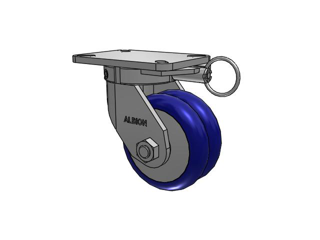 Roulette pivotante à plaque supérieure de la série 410, avec bande de roulement bleue 6 x 3 sur noyau en aluminium EY - Roue pivotante EAZ (Crown)