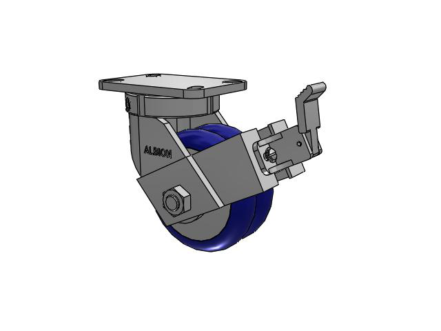 410 Series Top Plate Swivel Caster with 6 x 3 Blue Tread on Aluminum Core EY - Swivel-EAZ (Crown) Wheel and Face Brake