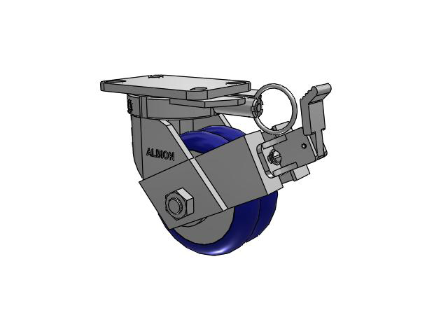 410 Series Top Plate Swivel Caster with 6 x 3 Blue Tread on Aluminum Core EY - Swivel-EAZ (Crown) Wheel and Face Brake