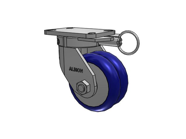 Roulette pivotante à plaque supérieure de la série 410, avec bande de roulement bleue 6 x 3 sur noyau en aluminium EY - Roue pivotante EAZ (Crown)