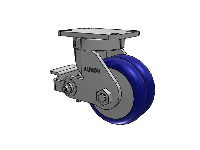 410 Series Top Plate Swivel Caster with 6 x 3 Blue Tread on Aluminum Core EY - Swivel-EAZ (Crown) Wheel and Poly Cam Brake