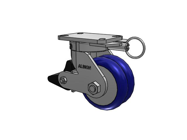 410 Series Top Plate Swivel Caster with 6 x 3 Blue Tread on Aluminum Core EY - Swivel-EAZ (Crown) Wheel and Poly Lock Integrated Brake