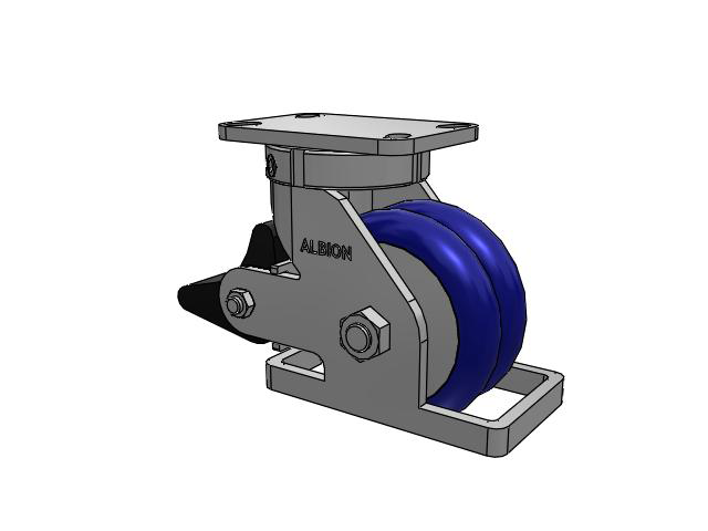 410 Series Top Plate Swivel Caster with 6 x 3 Blue Tread on Aluminum Core EY - Swivel-EAZ (Crown) Wheel and Poly Lock Integrated Brake