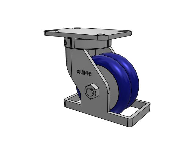 Roulette pivotante à plaque supérieure de la série 410, avec bande de roulement bleue 6 x 3 sur noyau en aluminium EY - Roue pivotante EAZ (Crown)