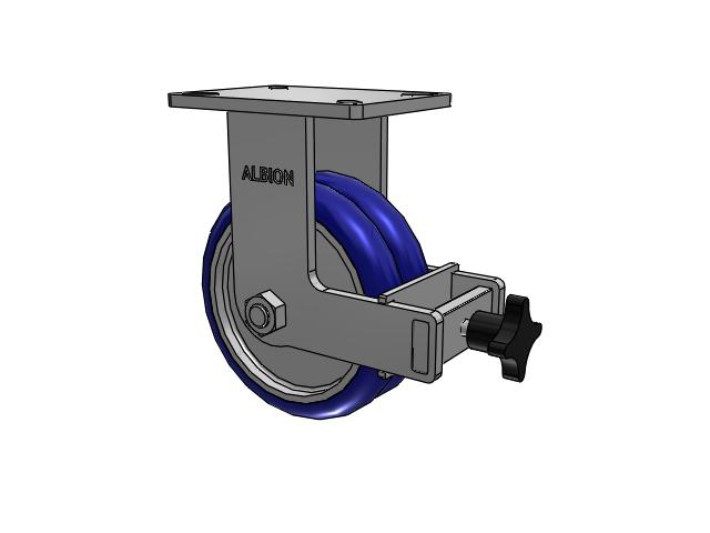 410 Series Top Plate Rigid Caster with 8 x 3 Blue Tread on Aluminum Core EY - Swivel-EAZ (Crown) Wheel and Face Brake