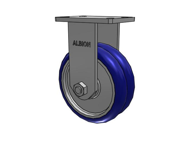 410 Series Top Plate Rigid Caster with 8 x 3 Blue Tread on Aluminum Core EY - Swivel-EAZ (Crown) Wheel