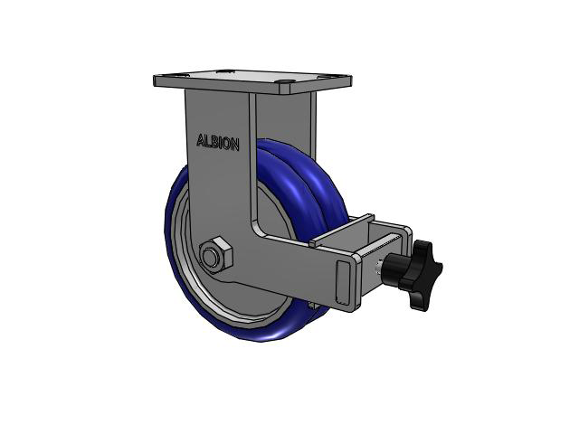 410 Series Top Plate Rigid Caster with 8 x 3 Blue Tread on Aluminum Core EY - Swivel-EAZ (Crown) Wheel and Face Brake