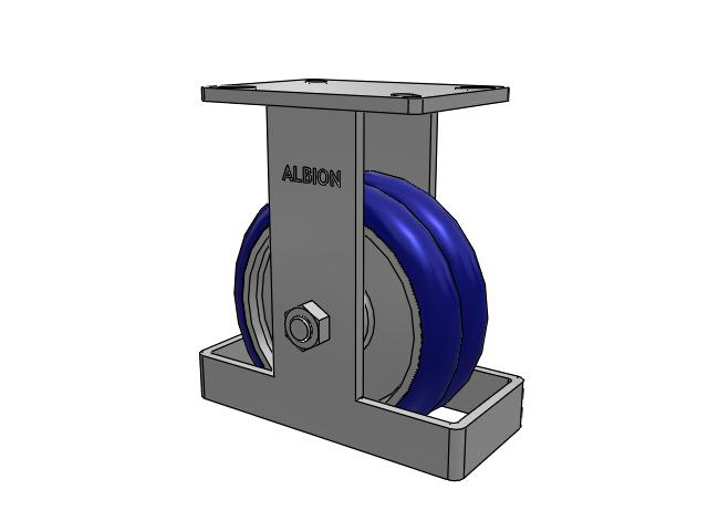 410 Series Top Plate Rigid Caster with 8 x 3 Blue Tread on Aluminum Core EY - Swivel-EAZ (Crown) Wheel