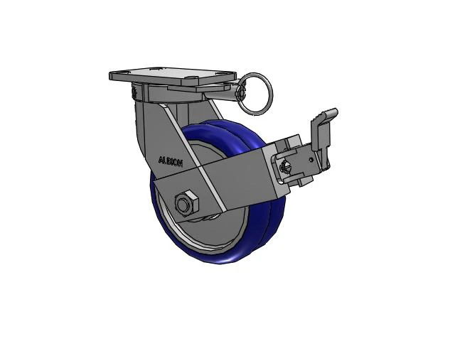 410 Series Top Plate Swivel Caster with 8 x 3 Blue Tread on Aluminum Core EY - Swivel-EAZ (Crown) Wheel and Face Brake