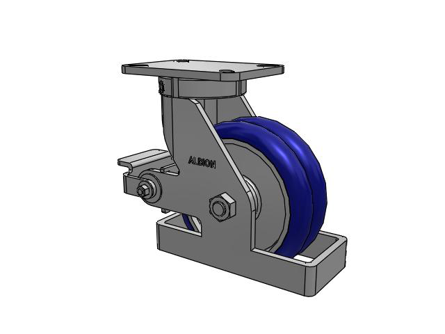 410 Series Top Plate Swivel Caster with 8 x 3 Blue Tread on Aluminum Core EY - Swivel-EAZ (Crown) Wheel and Poly Cam Brake