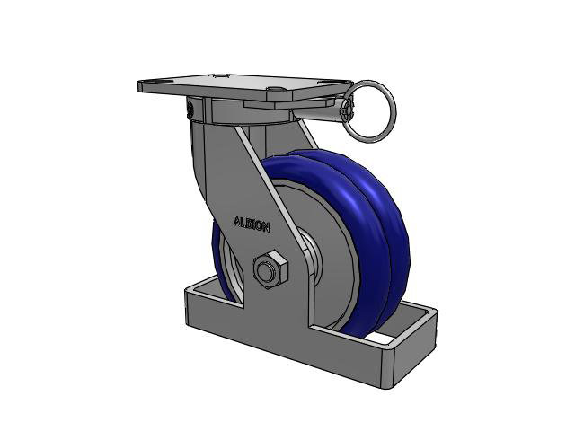 410 Series Top Plate Swivel Caster with 8 x 3 Blue Tread on Aluminum Core EY - Swivel-EAZ (Crown) Wheel