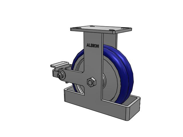 410 Series Top Plate Rigid Caster with 10 x 3 Blue Tread on Aluminum Core EY - Swivel-EAZ (Crown) Wheel and Poly Cam Brake