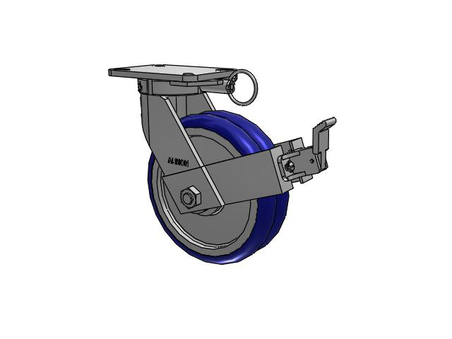 410 Series Top Plate Swivel Caster with 10 x 3 Blue Tread on Aluminum Core EY - Swivel-EAZ (Crown) Wheel and Face Brake