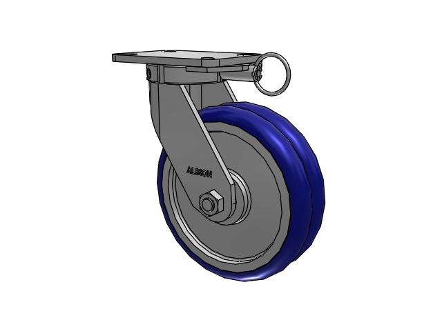 410 Series Top Plate Swivel Caster with 10 x 3 Blue Tread on Aluminum Core EY - Swivel-EAZ (Crown) Wheel