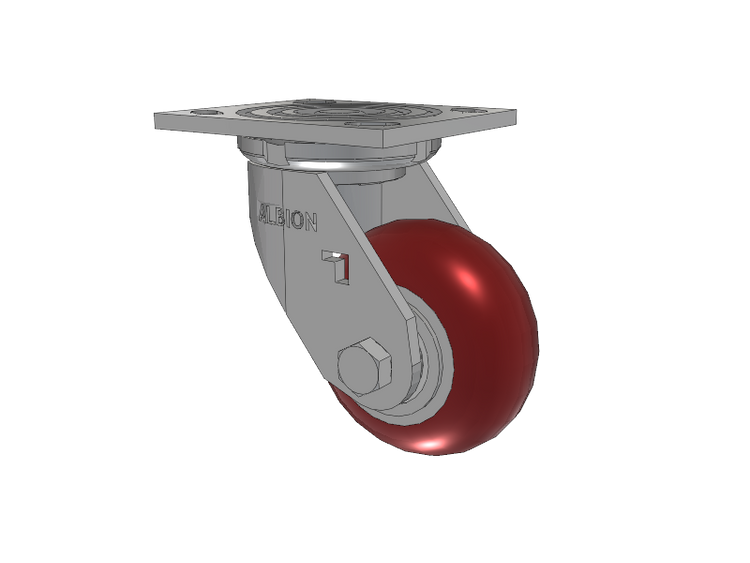 16 Series Top Plate Swivel Caster with 4 x 2 Maroon Tread on Aluminum Core AX - Round Polyurethane (Aluminum Core) Wheel