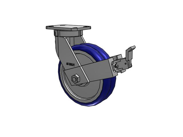 410 Series Top Plate Swivel Caster with 10 x 3 Blue Tread on Aluminum Core EY - Swivel-EAZ (Crown) Wheel and Face Brake