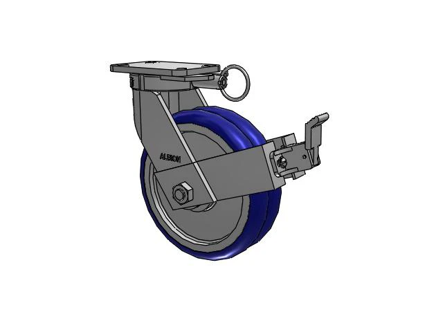 410 Series Top Plate Swivel Caster with 10 x 3 Blue Tread on Aluminum Core EY - Swivel-EAZ (Crown) Wheel and Face Brake