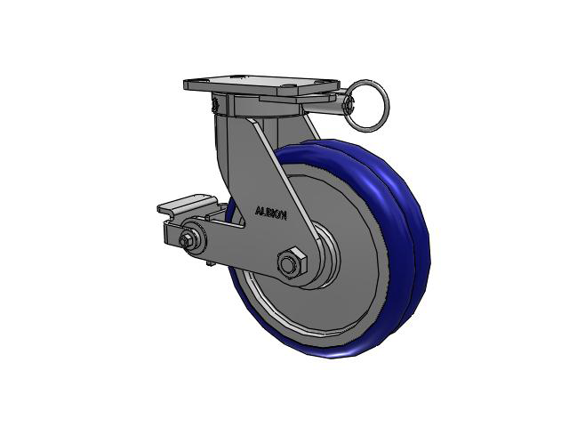 410 Series Top Plate Swivel Caster with 10 x 3 Blue Tread on Aluminum Core EY - Swivel-EAZ (Crown) Wheel and Poly Cam Brake