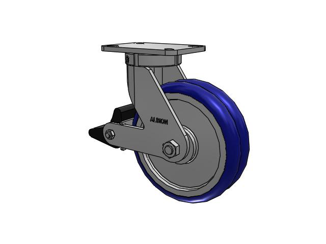 410 Series Top Plate Swivel Caster with 10 x 3 Blue Tread on Aluminum Core EY - Swivel-EAZ (Crown) Wheel and Poly Lock Integrated Brake