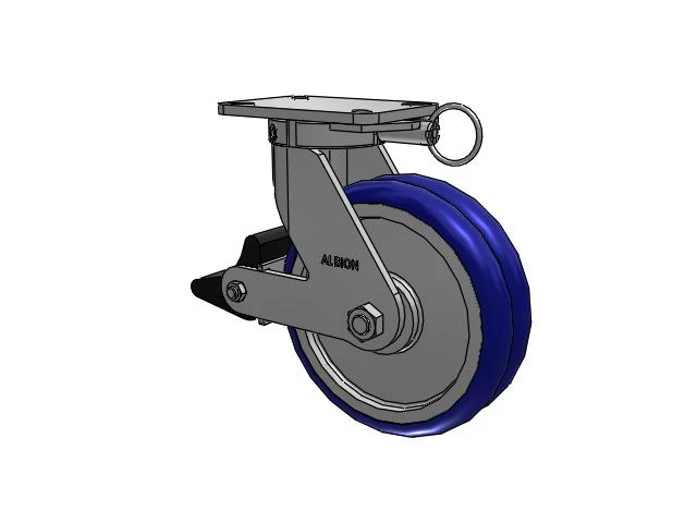 410 Series Top Plate Swivel Caster with 10 x 3 Blue Tread on Aluminum Core EY - Swivel-EAZ (Crown) Wheel and Poly Lock Integrated Brake