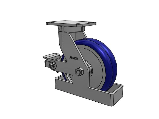 410 Series Top Plate Swivel Caster with 10 x 3 Blue Tread on Aluminum Core EY - Swivel-EAZ (Crown) Wheel and Poly Cam Brake