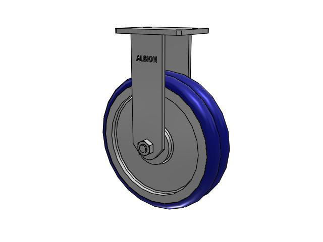410 Series Top Plate Rigid Caster with 12 x 3 Blue Tread on Aluminum Core EY - Swivel-EAZ (Crown) Wheel