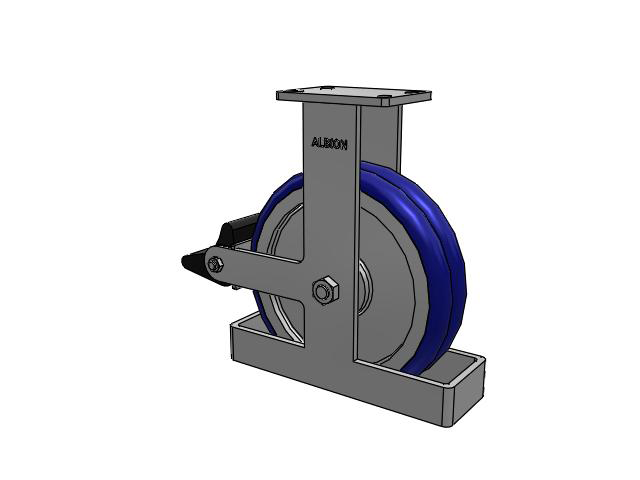 410 Series Top Plate Rigid Caster with 12 x 3 Blue Tread on Aluminum Core EY - Swivel-EAZ (Crown) Wheel and Poly Lock Integrated Brake