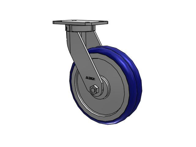 410 Series Top Plate Swivel Caster with 12 x 3 Blue Tread on Aluminum Core EY - Swivel-EAZ (Crown) Wheel