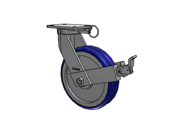 410 Series Top Plate Swivel Caster with 12 x 3 Blue Tread on Aluminum Core EY - Swivel-EAZ (Crown) Wheel and Face Brake