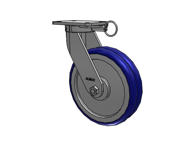 410 Series Top Plate Swivel Caster with 12 x 3 Blue Tread on Aluminum Core EY - Swivel-EAZ (Crown) Wheel